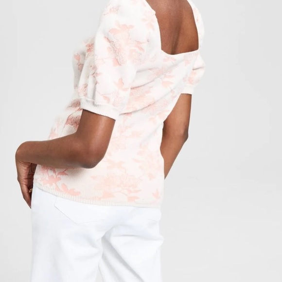 NWT INC International Concepts pretty pastels pink peach cream Puff Sleeve knit - Picture 4 of 11